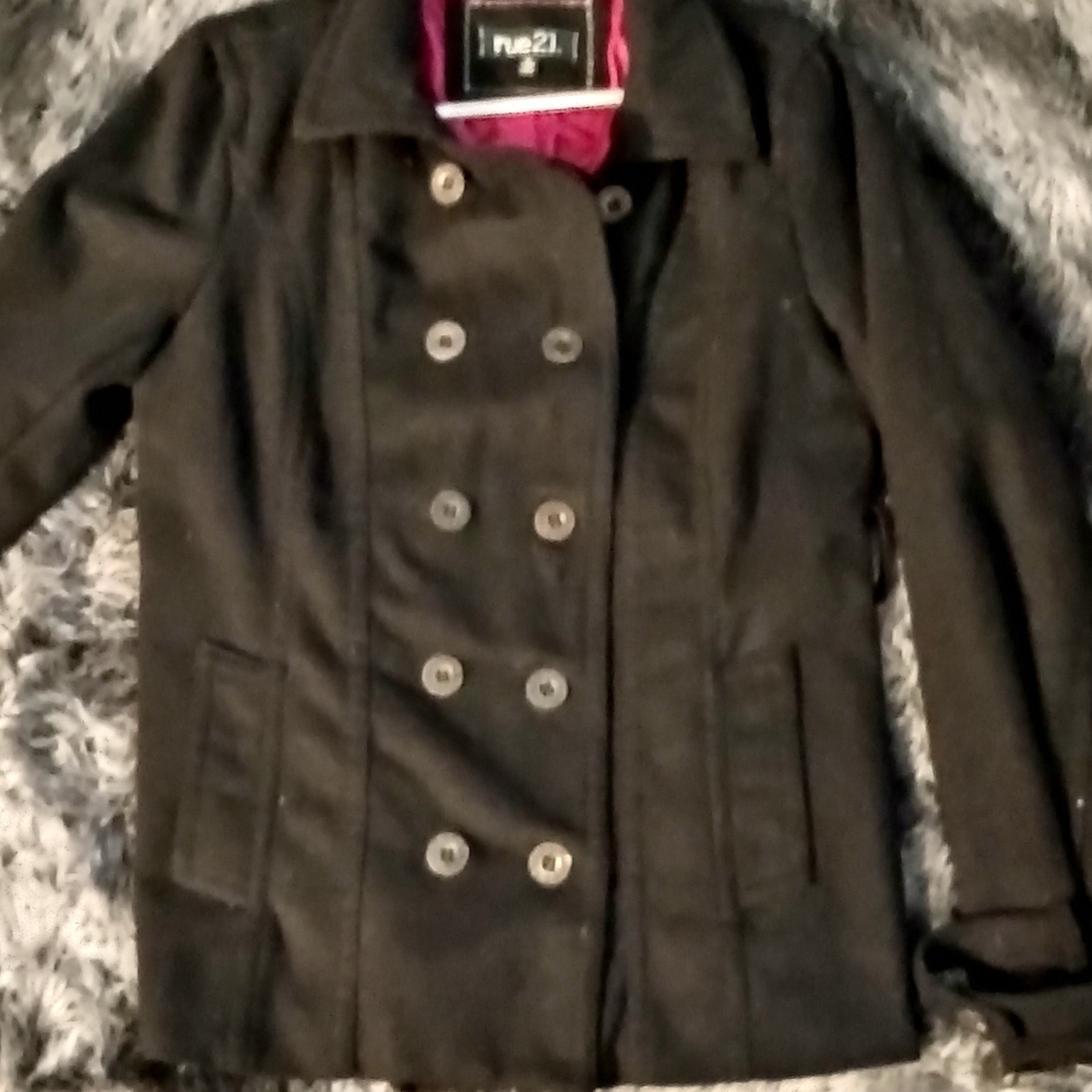 Rue21 Black Peacoat Classic Tailored Design